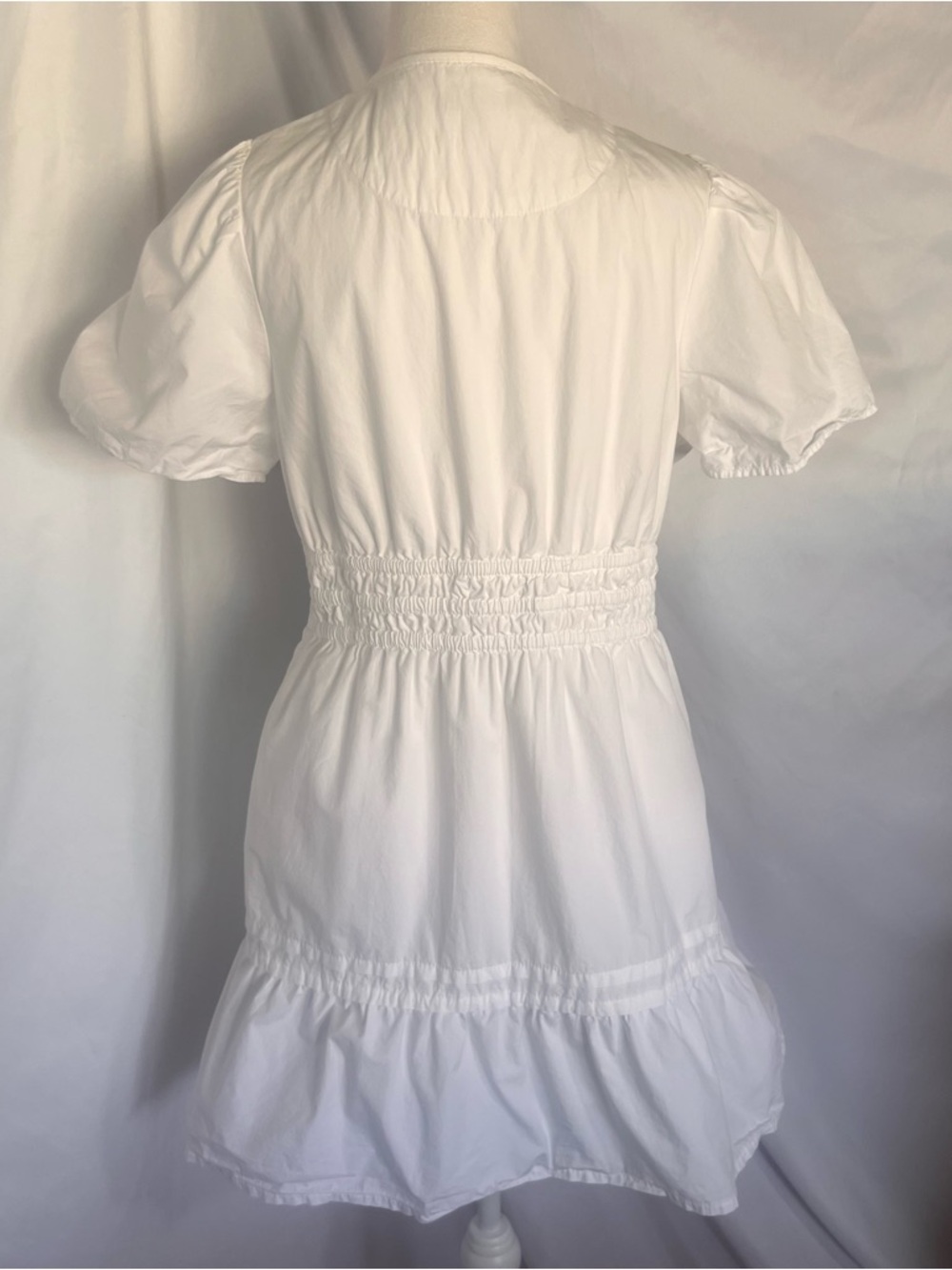 Quince White Short Puff-Sleeve Mini Dress - Picture 9 of 11